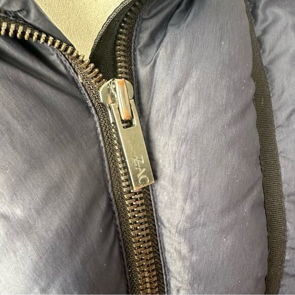 ZAC Zac Posen Carla Down Fur-Trim Puffer Coat in Midnight Blue US Size L - Picture 6 of 10